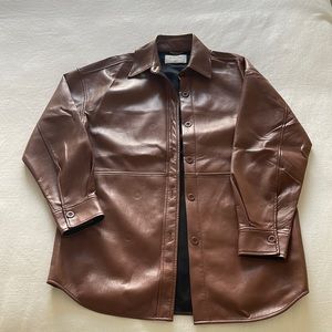 Aritzia BABTON Brown pleather shacket